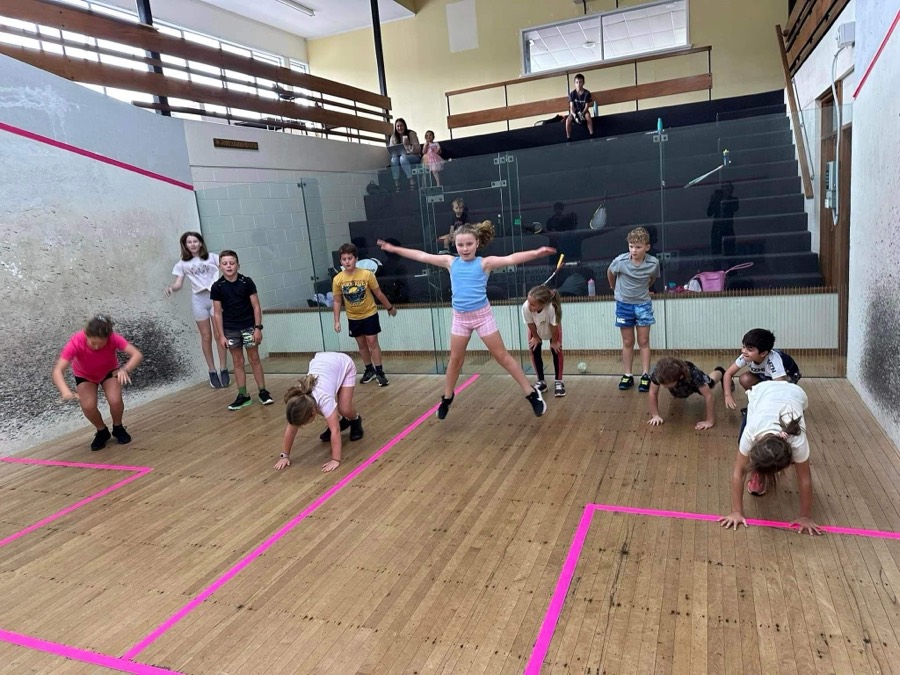 Juniors on court during the school holiday programme